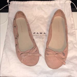 ZARA BLUSH SUEDE BALLET FLATS